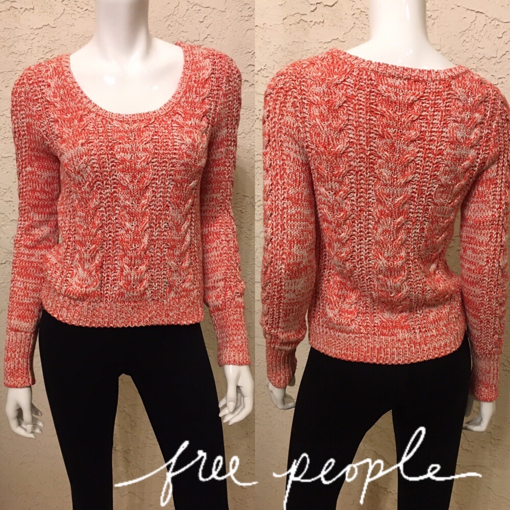 Free People Marled Cable Knit Crop Sweater Sz S/P